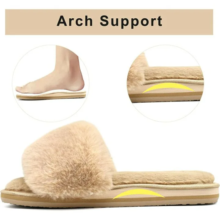 Plush Memory Foam Sliders - Women’s Fuzzy Sandals