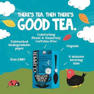 Clipper Tea Snore and Peace Chamomile & Lavender Herbal Tea – Caffeine Free, USDA Organic, Great H...