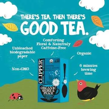 Clipper Tea Snore and Peace Chamomile & Lavender Herbal Tea – Caffeine Free, USDA Organic, Great H...