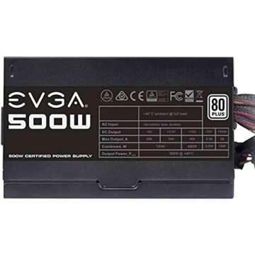 EVGA 500 W1, 80+ WHITE 500W Power Supply( 100-W1-0500-KR)