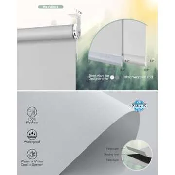 Yoolax Motorized Blinds with Remote, Blackout Smart Blinds for Windows Motorized Roller Shades, Automatic Window Shades Work with Alexa for Bedroom Living Room, Custom Size (Fabric Greyish White)