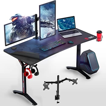 SEVEN WARRIOR 55IN Gaming Desk with Dual Monitor Mount - Perfect for Gaming and Work