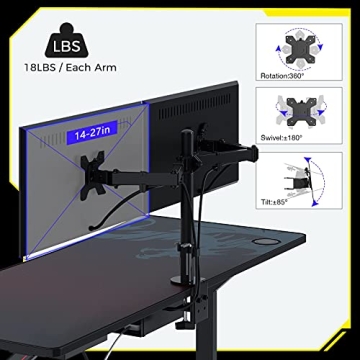SEVEN WARRIOR 55IN Gaming Desk with Dual Monitor Mount - Perfect for Gaming and Work