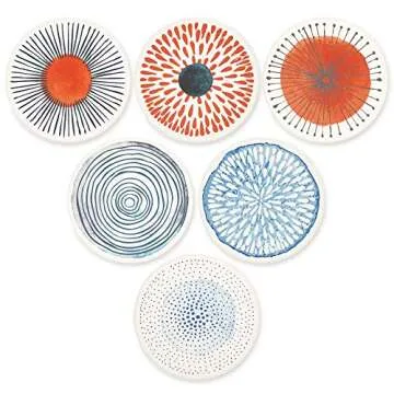 AD Set of 6 Decorative Absorbent Coasters for Drinks
