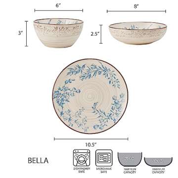 Pfaltzgraff Bella 12 Piece Dinnerware Set - Service For 4, Multicolor