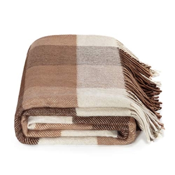 Farridoro Wool Fringe Throw Blanket for Home Christmas