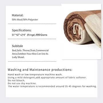 Farridoro Wool Fringe Throw Blanket for Home Christmas