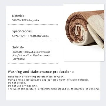 Farridoro Wool Fringe Throw Blanket for Home Christmas