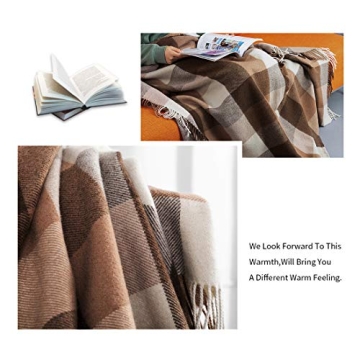 Farridoro Wool Fringe Throw Blanket for Home Christmas