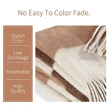 Farridoro Wool Fringe Throw Blanket for Home Christmas