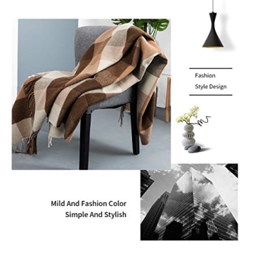 Farridoro Wool Fringe Throw Blanket for Home Christmas
