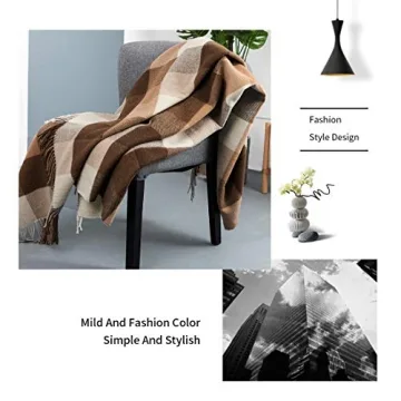 Farridoro Wool Fringe Throw Blanket for Home Christmas