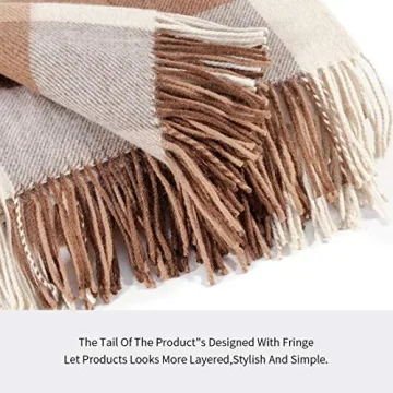 Farridoro Wool Fringe Throw Blanket for Home Christmas