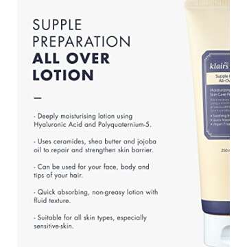 DearKlairs] Supple Preparation All-over lotion, Daily face and body moisturizer, for sensitive skin,...