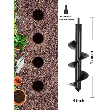 SYITCUN 4"x12" Auger Drill Bit for Effortless Planting