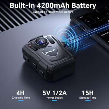 BOBLOV M5 2K Police Body Camera, GPS Enabled &1440P Body Mounted Cam, 64G Body Cam Built-in 4200MAH Battery,12Hours Record, IP67 Waterproof, Night Vision Law Enforcement with Car Suction Mount