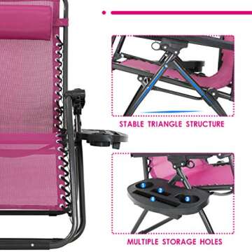 FDW Zero Gravity Chair Patio Chairs Set of 2 Lawn Chair Outdoor Chair Anti Recliner Chair Deck Chairs Folding Lounge Chair Camping Chairs Beach Chairs Pool Chair