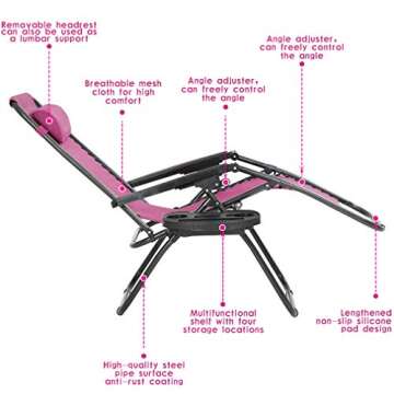 FDW Zero Gravity Chair Patio Chairs Set of 2 Lawn Chair Outdoor Chair Anti Recliner Chair Deck Chairs Folding Lounge Chair Camping Chairs Beach Chairs Pool Chair