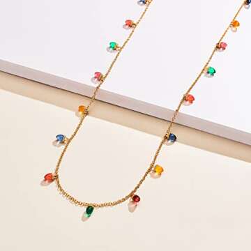 WOWORAMA Christmas Light Necklace for Women Colorful Long Christmas Light Bulbs Necklace Acrylic Christmas Holiday Necklace Novelty Funny Jewelry Xmas Party Favors