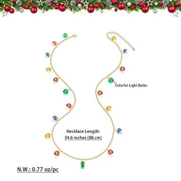 WOWORAMA Christmas Light Necklace for Women Colorful Long Christmas Light Bulbs Necklace Acrylic Christmas Holiday Necklace Novelty Funny Jewelry Xmas Party Favors
