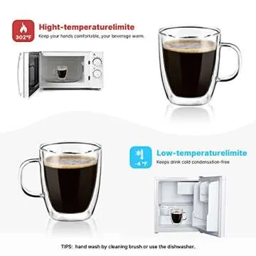 Stylish Double Wall Glass Coffee Mugs Set - 12oz/16oz