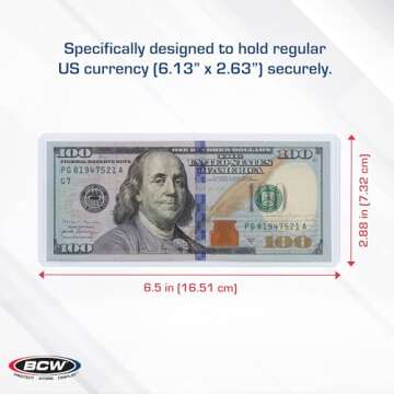 BCW Currency Topload Holder 25-Pack for US Dollar Bills
