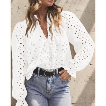 Stylish PRETTYGARDEN Women's Blouse with Puff Sleeves