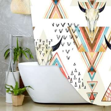JAWO Boho Shower Curtain for Stylish Bathroom Decor