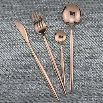 Gugrida 24-Piece Silverware Set - 18/10 Stainless Steel Reusable Utensils Forks Spoons Knives Set, M...