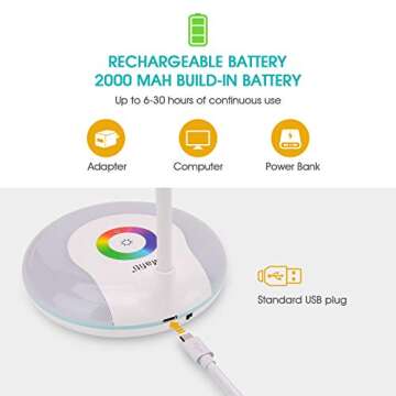 Rechargeable Adjustable LED Desk Lamp with Touch Control