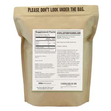 Anthony's Collagen Peptide Powder, 1 lb, Pure Hydrolyzed, Gluten Free, Keto and Paleo Friendly, Grass Fed, Unflavored, Non GMO