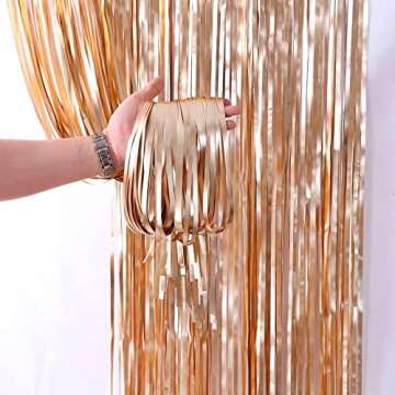 Dazzle Bright 2 Pack Backdrop Curtain, 3FT x 8FT Metallic Tinsel Foil Fringe Curtains Photo Booth Ba...