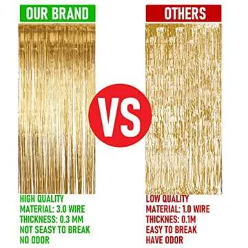 Dazzle Bright 2 Pack Backdrop Curtain, 3FT x 8FT Metallic Tinsel Foil Fringe Curtains Photo Booth Background for Baby Shower Party Birthday Wedding Engagement Bridal Shower (Champagne Gold)