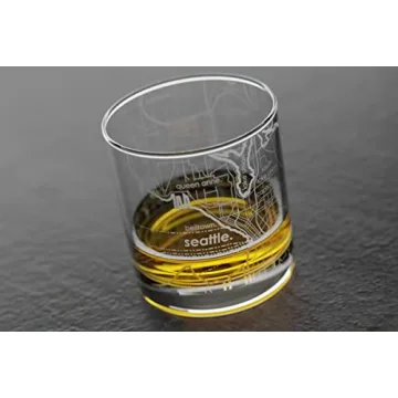 Engraved Seattle Map Whiskey Glass for Unique Gifts