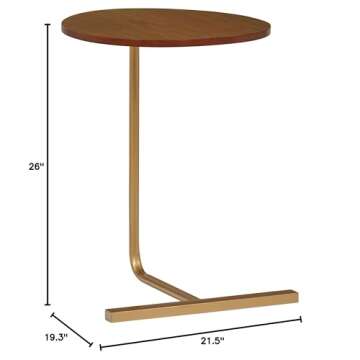Amazon Brand – Rivet Modern End Table, 19.3 Inch Width, Natural and Gold