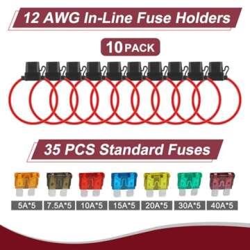 Exceptional 10 Pack Inline Fuse Holder 12V - Waterproof Fuse Holder with 35 Fuses