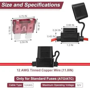 High-Quality 10 Pack Inline Fuse Holder 12V Set