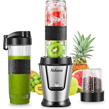 Yabano Personal Blender – 500W Electric Shake Bottle with 2 Travel Bottles, Perfect for Smoothies ...