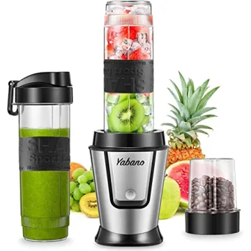 Yabano Personal Blender – 500W Electric Shake Bottle with 2 Travel Bottles, Perfect for Smoothies ...