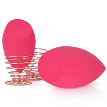 EXTRA LARGE 11CM Make Up Beauty Sponges Blender BIG for Face & BODY (1x Small 1x Large) -With 2 Sponge Holder- FASTER FLAWLESS APPLICATION for Foundation/Fake Tan/Powder/Blending/Setting/