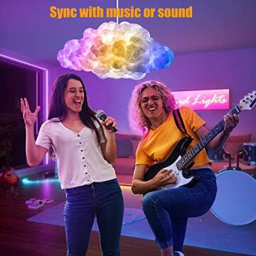 ViLSOM 6.56ft LED Cloud Light,RGB Cloud Lights with IC Remote Control and APP Control Cool Lights Sync Music Color Changing Led Lights for Bedroom Ceiling Adults and Kids Modern Home Decorations