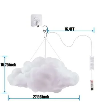 ViLSOM 6.56ft LED Cloud Light,RGB Cloud Lights with IC Remote Control and APP Control Cool Lights Sync Music Color Changing Led Lights for Bedroom Ceiling Adults and Kids Modern Home Decorations