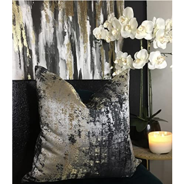 Luxurious THE-TINOART Grey Decorative Throw Pillow Cover