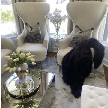 Luxurious THE-TINOART Grey Decorative Throw Pillow Cover