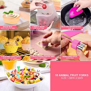 XIANKE 27Pcs Bento Box Lunch Box Kit, 1300ML Lunch Container for Kids/Adults, Leak-proof Box 4 Compartments with Utensils Spoon Fork Bag Accessories, Microwave Dishwasher Freezer Safe,BPA-Free