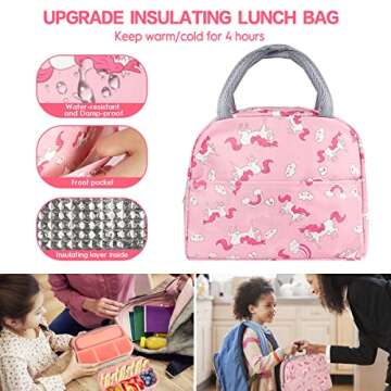 XIANKE 27Pcs Bento Box Lunch Box Kit, 1300ML Lunch Container for Kids/Adults, Leak-proof Box 4 Compartments with Utensils Spoon Fork Bag Accessories, Microwave Dishwasher Freezer Safe,BPA-Free