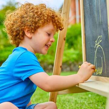 TP Toys Chalkboard and Painting Easel for Kids. Wooden Double Sided Easel for Arts and Crafts, Learning and Playing. for Indoor and Outdoor Use FSC Treated Wood.