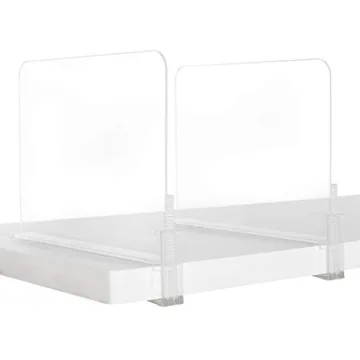 Richards Homewares Acrylic Shelf Dividers - Purse, Sweaters Organizer for Closet - Clear Separators Closet Shelf Organizer - 8 Pack Adjustable up to 2.5” Thick