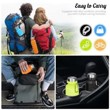 Nefeeko Collapsible Water Bottle, 18floz Reuseable BPA Free Silicone Foldable Bottles for Travel Gym Camping Hiking, Portable Leak Proof Sports Water Bottle with Carabiner