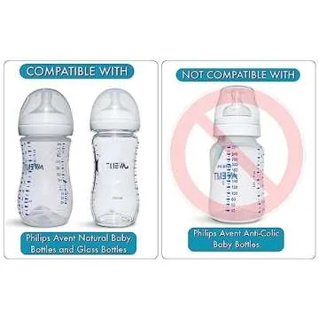 Straw Cup Conversion Kit for Philips Avent Natural Baby Bottles 2-Count, Food Grade Silicone Straw Nipples, Silicone Weighted Straw, Bottle Handles, Cleaning Brush, BPA-Free, 6+ Months (Straw Top)